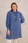 İndigo Yakası Dantelli Tunik - 6