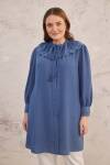 İndigo Yakası Dantelli Tunik - 2