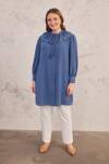 İndigo Yakası Dantelli Tunik - 3