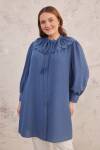 İndigo Yakası Dantelli Tunik - 5