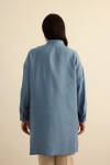 İndigo Yakası Fermuarlı Keten Tencel Tunik - 7