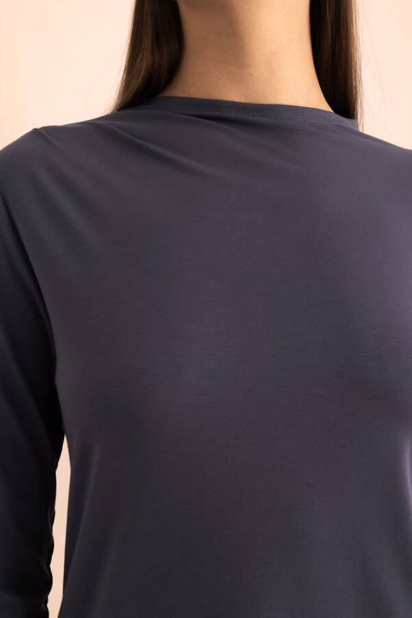 İndigo Yakası Pili Detaylı Uzun Kollu Body - 5