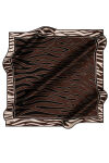 Kahverengi 100X100 İpek Krep Saten Eşarp - 1
