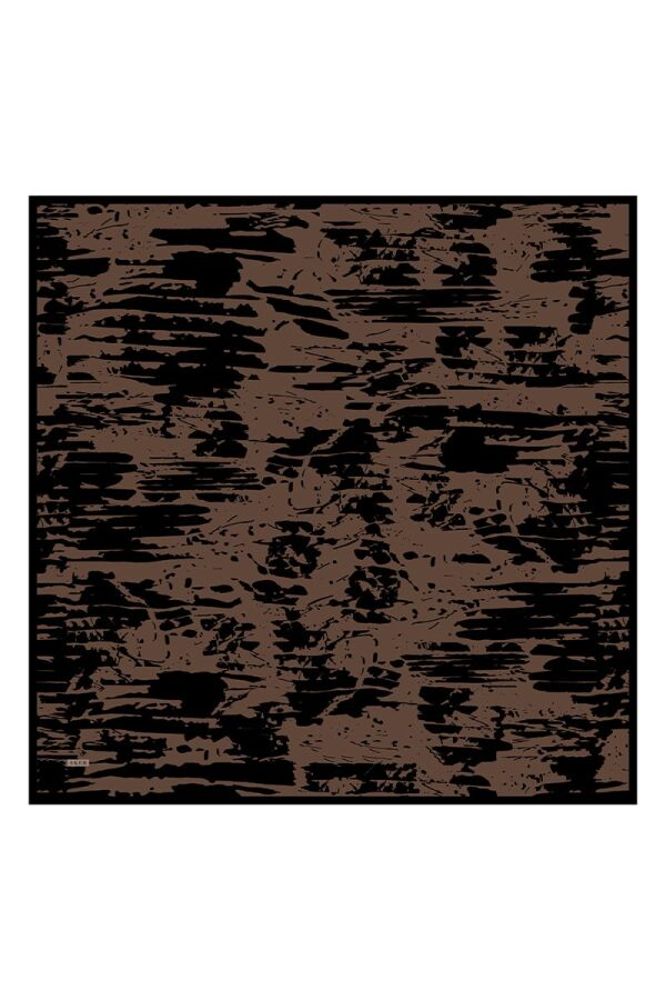Kahverengi 110X110 İpek Krep Saten Eşarp - Aker