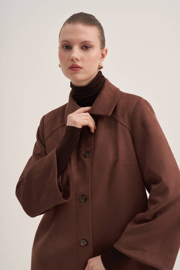 Kahverengi 18000111 Süet Kap - Aker (1)