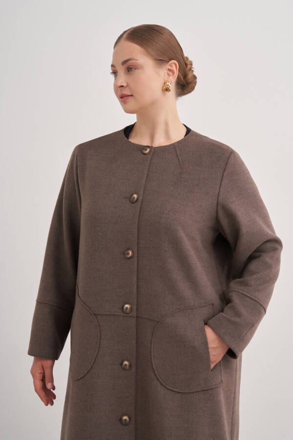 Kahverengi 18663112 Kaşmir Dokulu Kap - 3