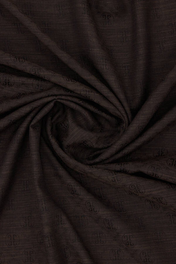 Kahverengi 100X100 Pierre Cardın Logolu İpek Koton Jakar Eşarp - Pierre Cardin (1)