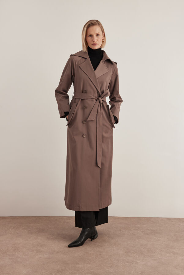 Kahverengi Apolet Detaylı Pardösü - 3