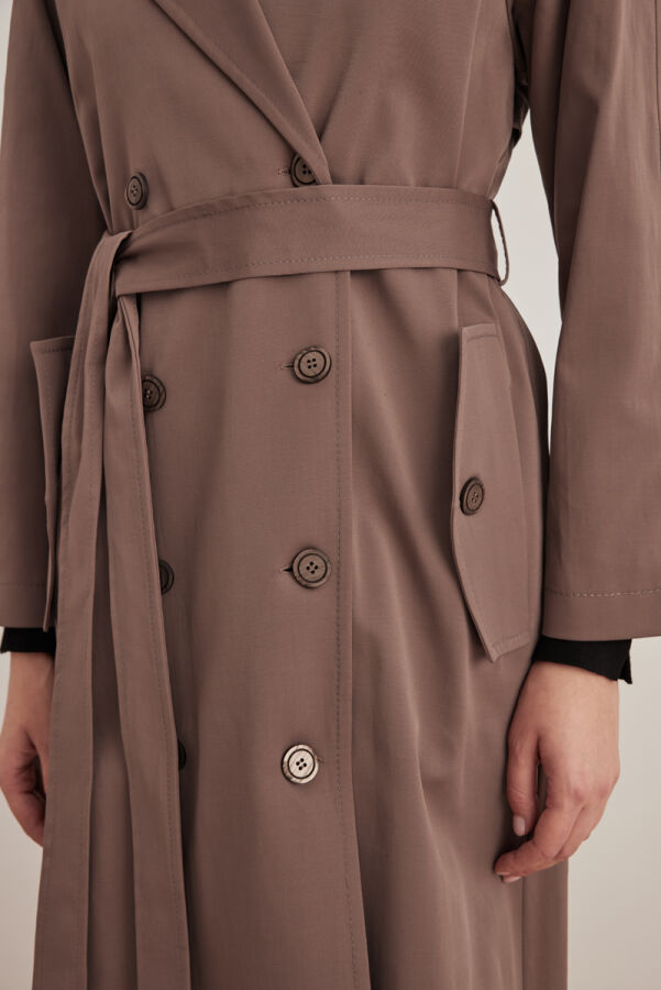 Kahverengi Apolet Detaylı Pardösü - 4