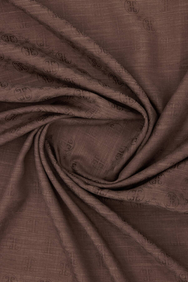 Kahverengi 75X190 CM K.Pierre Cardin Logolu İpek Koton Jakar Etol - 2