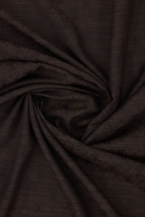 Kahverengi 75X190 CM K.Pierre Cardin Logolu İpek Koton Jakar Etol - 2