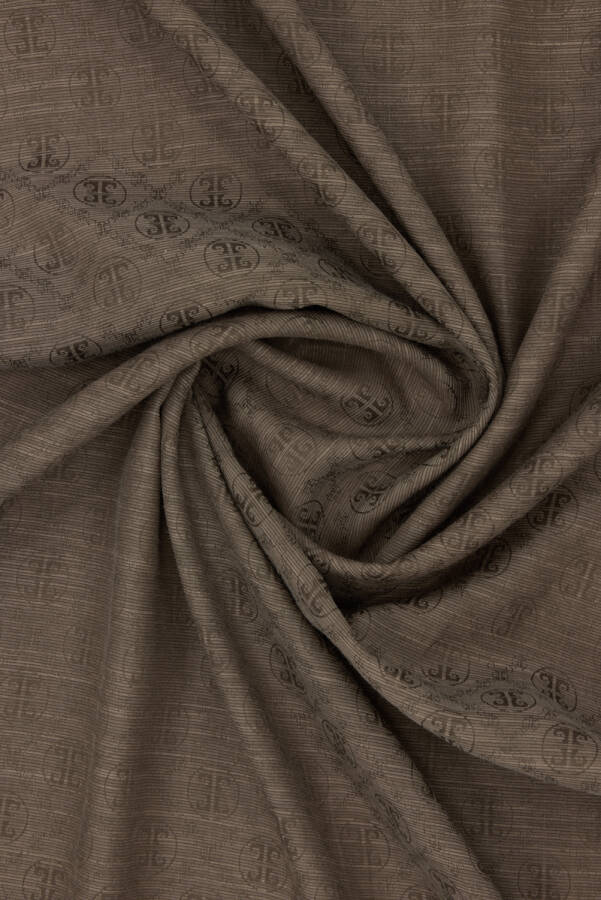 Kahverengi 75X190 CM K.Pierre Cardin Logolu İpek Koton Jakar Etol - 2