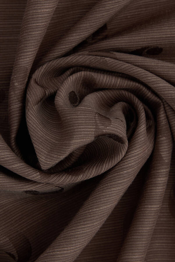 Kahverengi 75X200 B.Cacharel Logolu İpek Koton Jakar Etol - 2