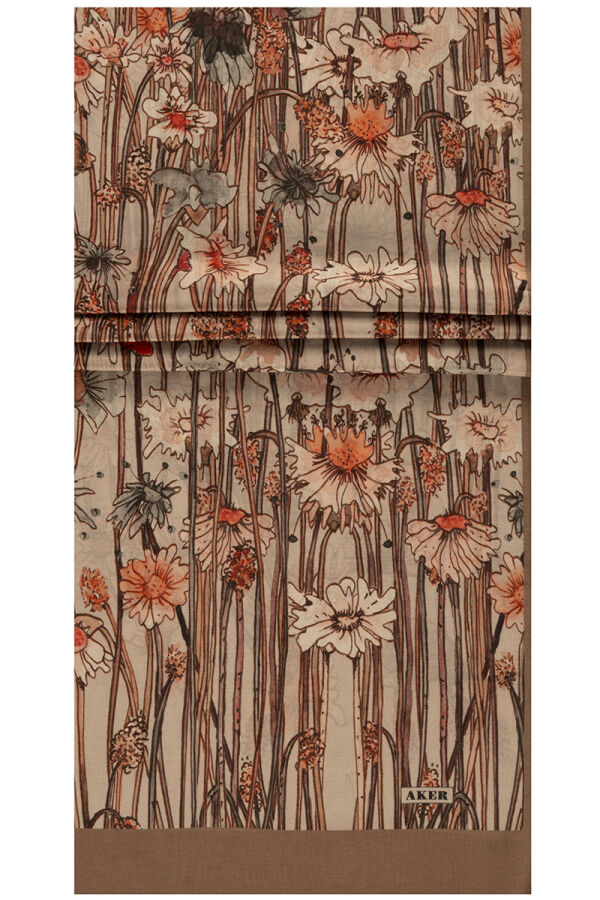 Kahverengi 75X200 İpek Koton Şal - 1