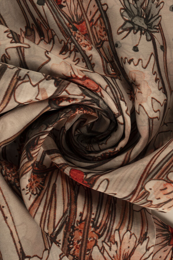 Kahverengi 75X200 İpek Koton Şal - 2