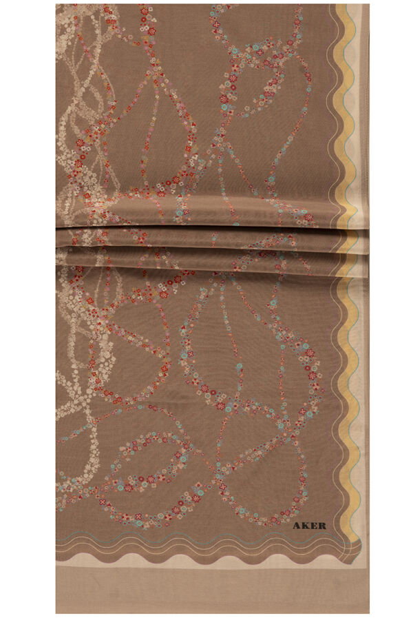 Kahverengi 75X200 İpek Koton Şal - 1