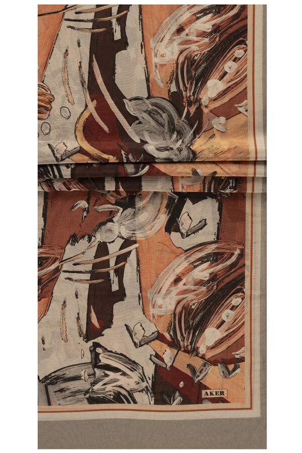 Kahverengi 75X200 İpek Koton Şal - 1