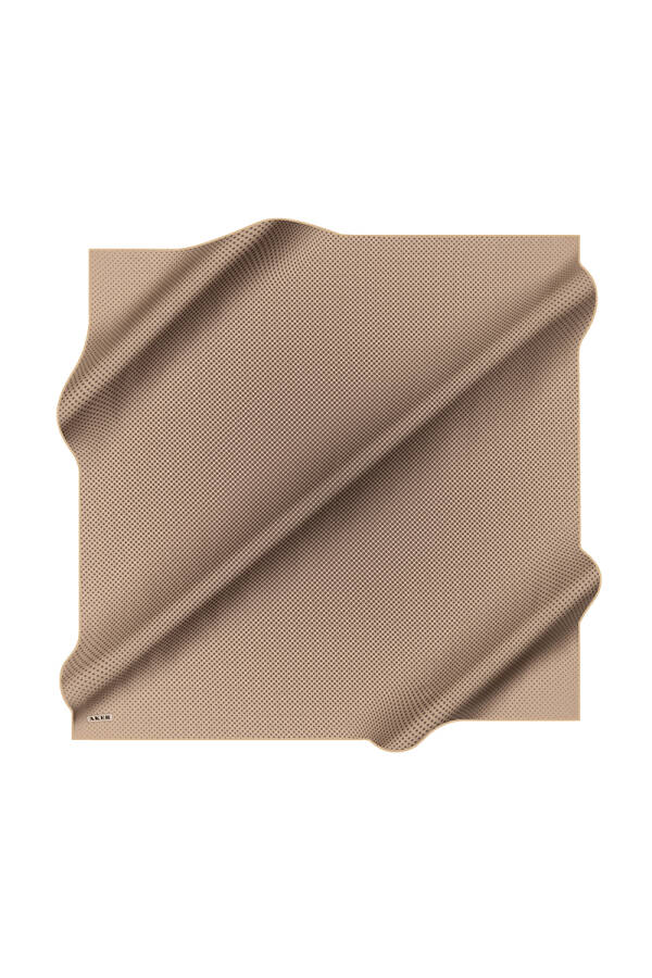 Kahverengi 90X90 İpek Krep Saten Eşarp - 1