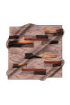 Kahverengi 90X90 İpek Krep Saten Eşarp 