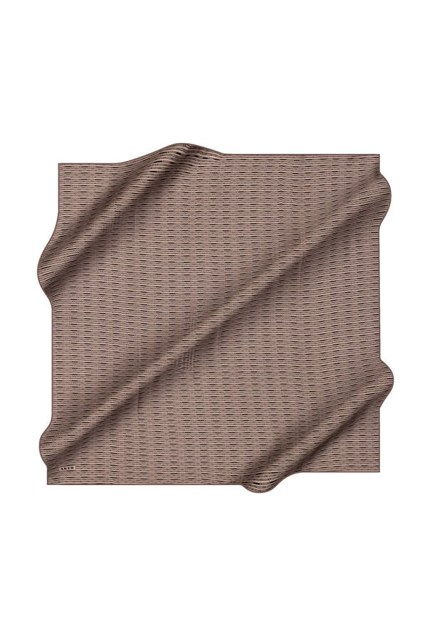 Kahverengi 90X90 İpek Krep Saten Eşarp - 1
