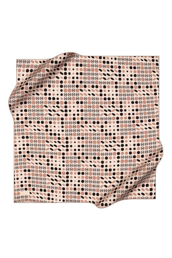 Kahverengi 90X90 İpek Krep Saten Eşarp - 1