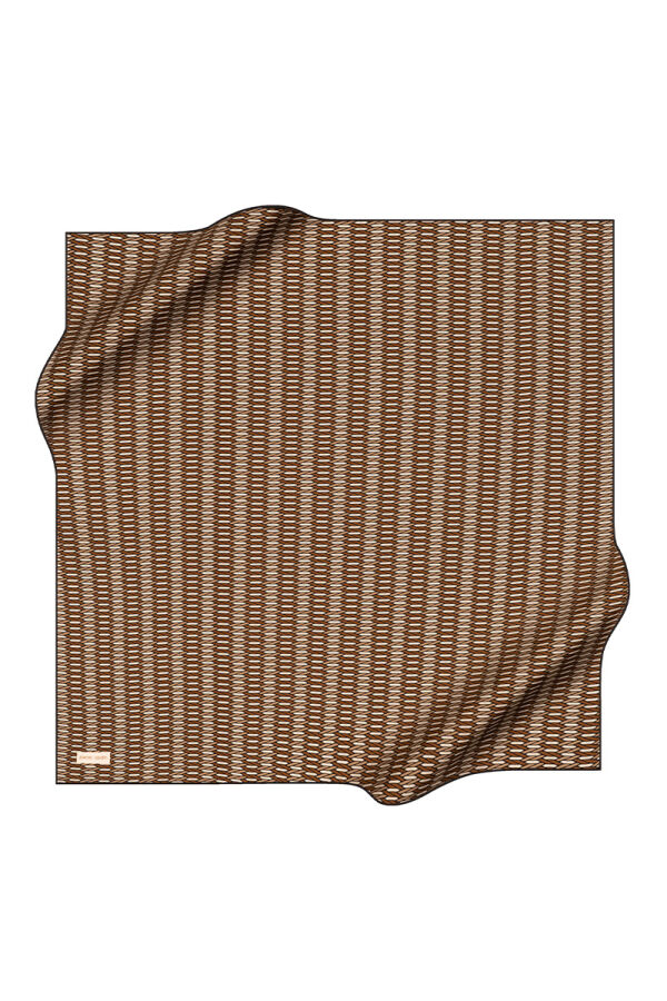 Kahverengi 90X90 İpek Krep Saten Eşarp - 1