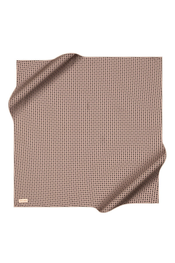 Kahverengi 90X90 İpek Krep Saten Eşarp - 1