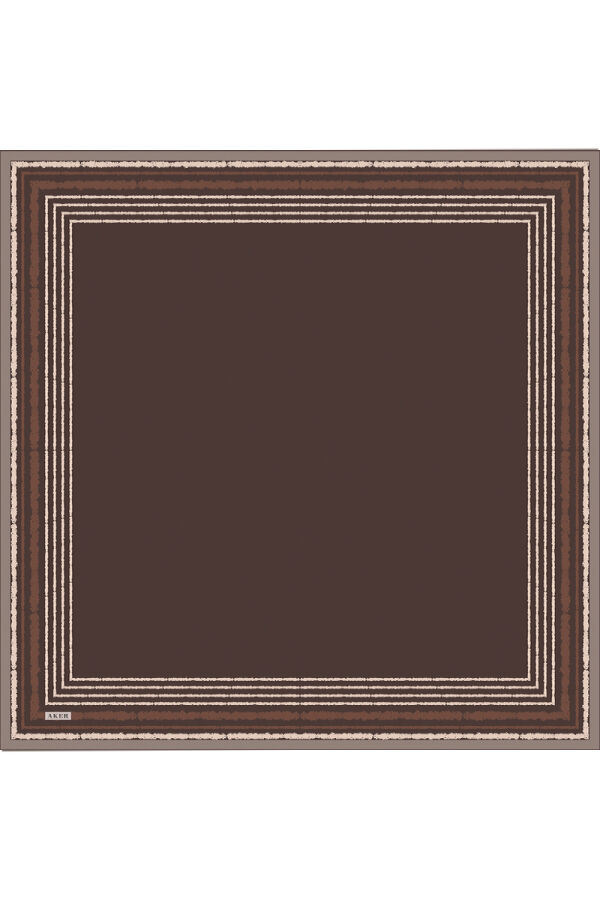 Kahverengi 90X90 İpek Krep Saten Eşarp - Aker