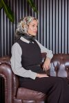 Kahverengi 90X90 İpek Krep Saten Eşarp - 1