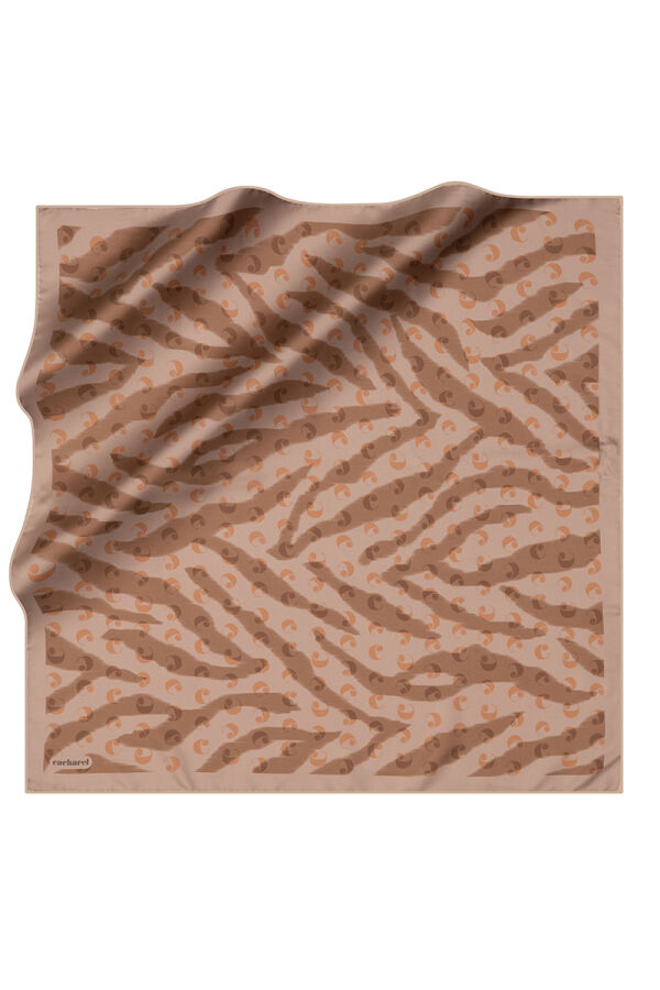 Kahverengi 90X90 İpek Twill Eşarp - 1