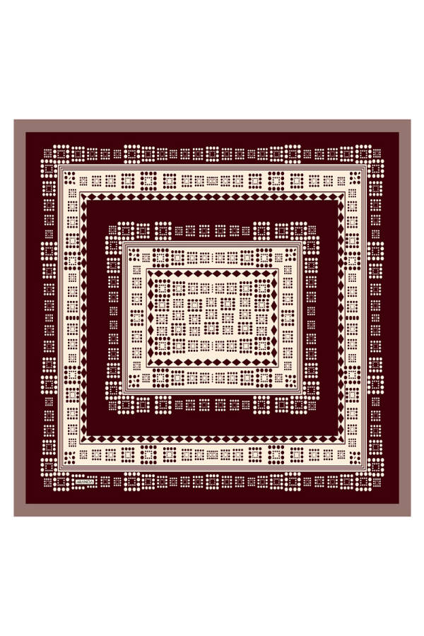 Kahverengi 90X90 İpek Twill Eşarp - 1