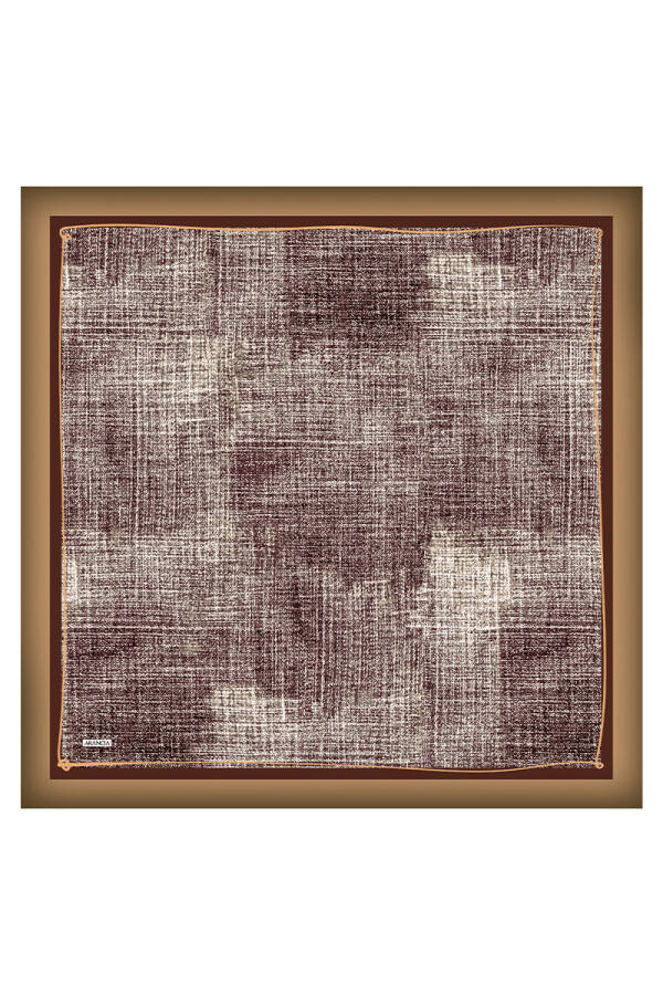 Kahverengi 90X90 İpek Twill Eşarp - 1