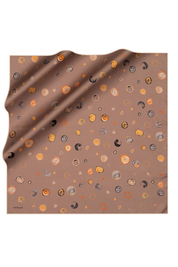 Kahverengi 90X90 İpek Twill Eşarp - Cacharel
