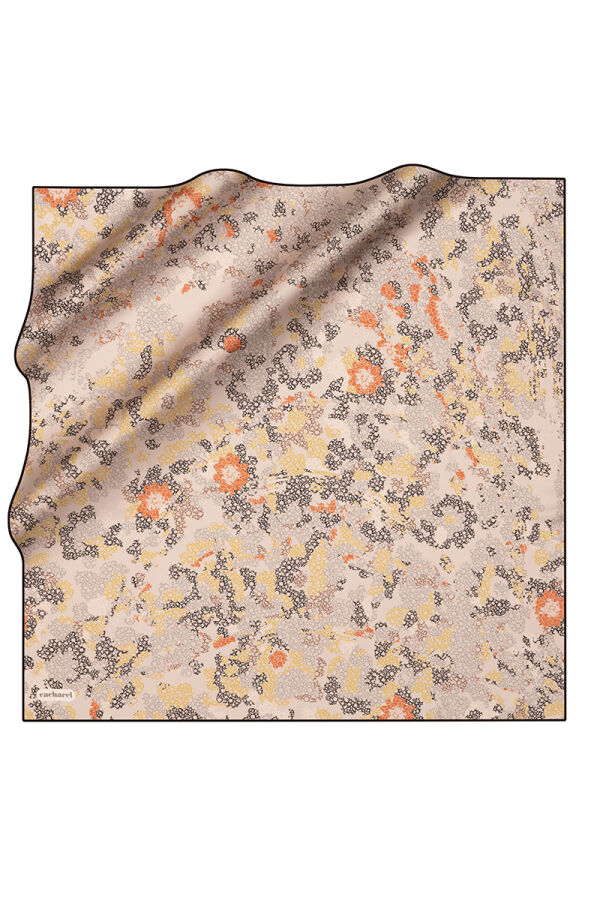 Kahverengi 90X90 İpek Twill Eşarp - Cacharel