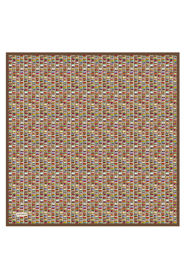 Kahverengi 90X90 İpek Twill Eşarp - 1