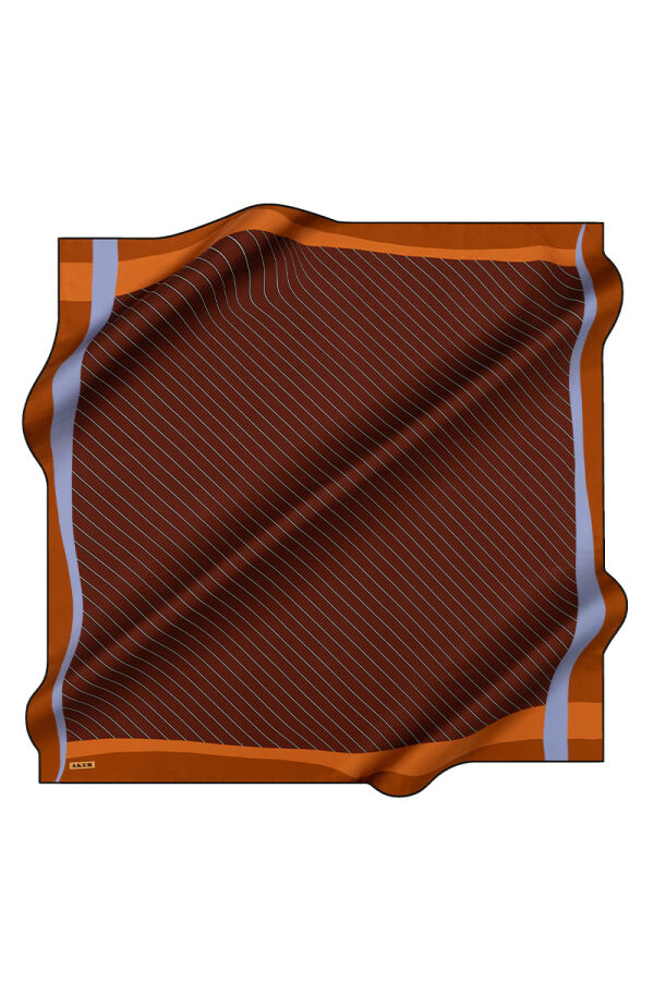 Kahverengi 90X90 İpek Twill Eşarp - 1