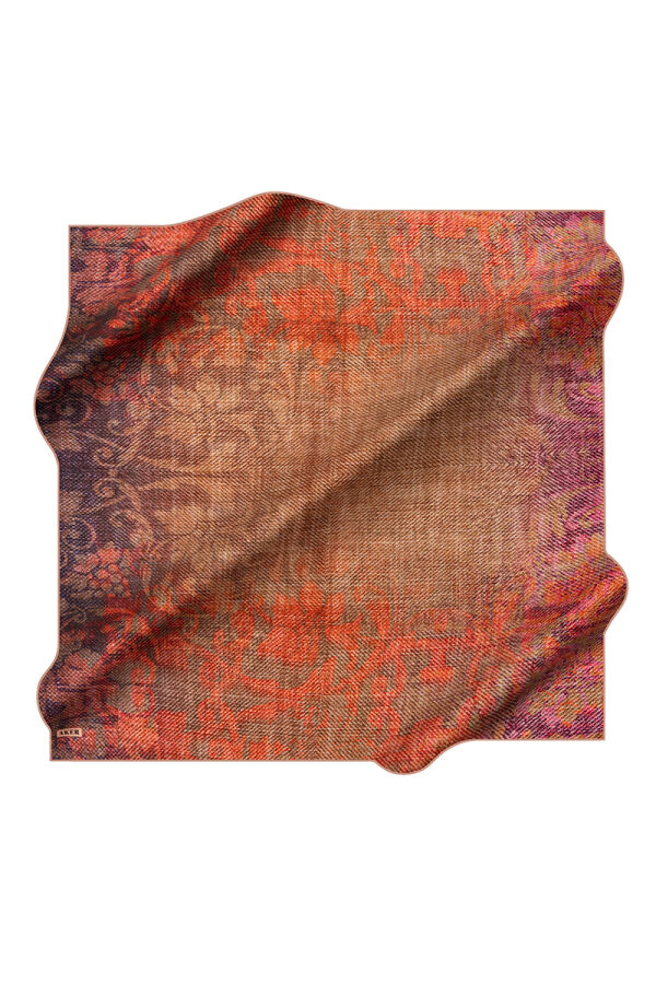 Kahverengi 90X90 İpek Twill Eşarp - Aker