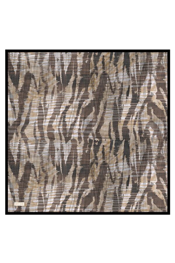 Kahverengi 90X90 İpek Twill Eşarp - 1
