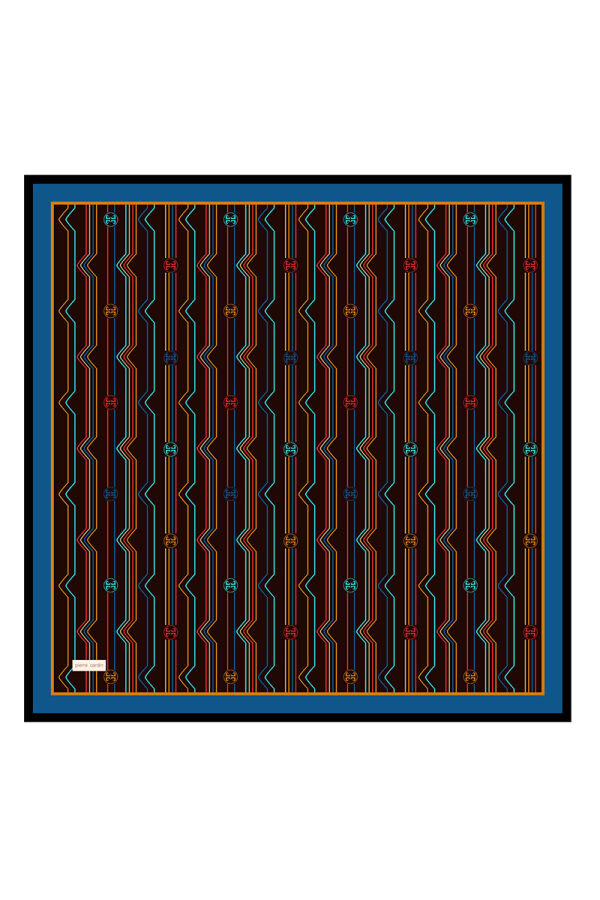 Kahverengi 90X90 İpek Twill Eşarp - 1