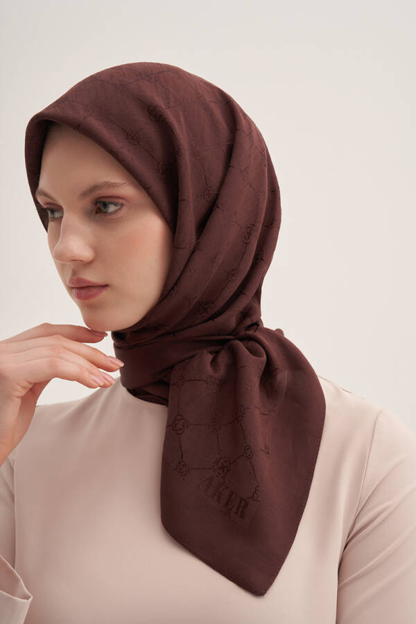 Kahverengi 90X90 Koza Eşarp - Aker