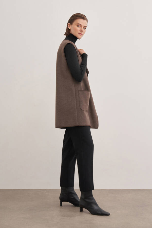 Kahverengi 9141111 Dikişli Yelek - Aker (1)