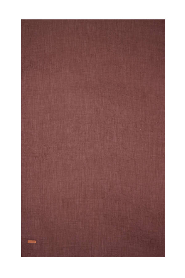 Kahverengi Polyester Dikdörtgen Düz Şal - 1
