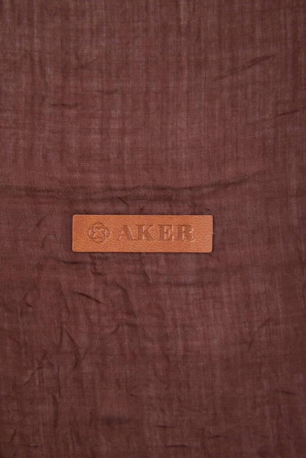 Kahverengi Polyester Dikdörtgen Düz Şal - 4