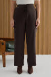 Kahverengi Beli Bağcıklı Tencel Pantolon - 4
