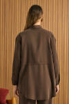 Kahverengi Beli Bağcıklı Tencel Tunik - 6