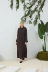 Kahverengi Beli Lastik Detaylı Ferace - 2