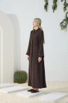 Kahverengi Beli Lastik Detaylı Ferace - 6