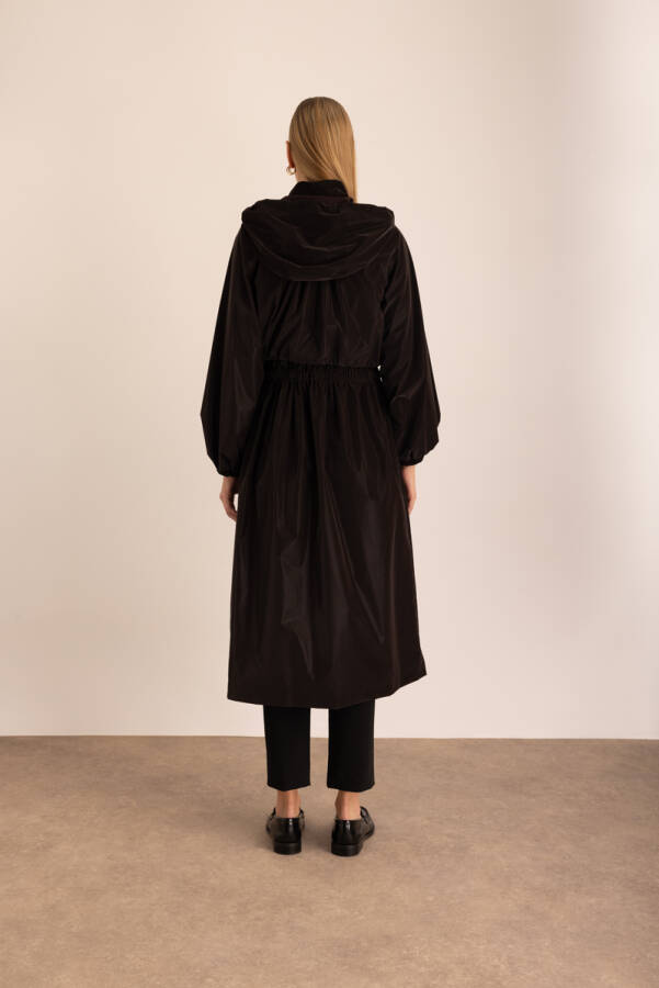 Kahverengi Beli Lastikli Su İtici Özellikli Yağmurluk - 6