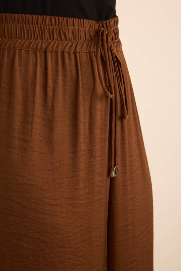 Kahverengi Beli Lastikli Bol Pantolon - 6