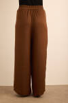 Kahverengi Beli Lastikli Bol Pantolon - 7